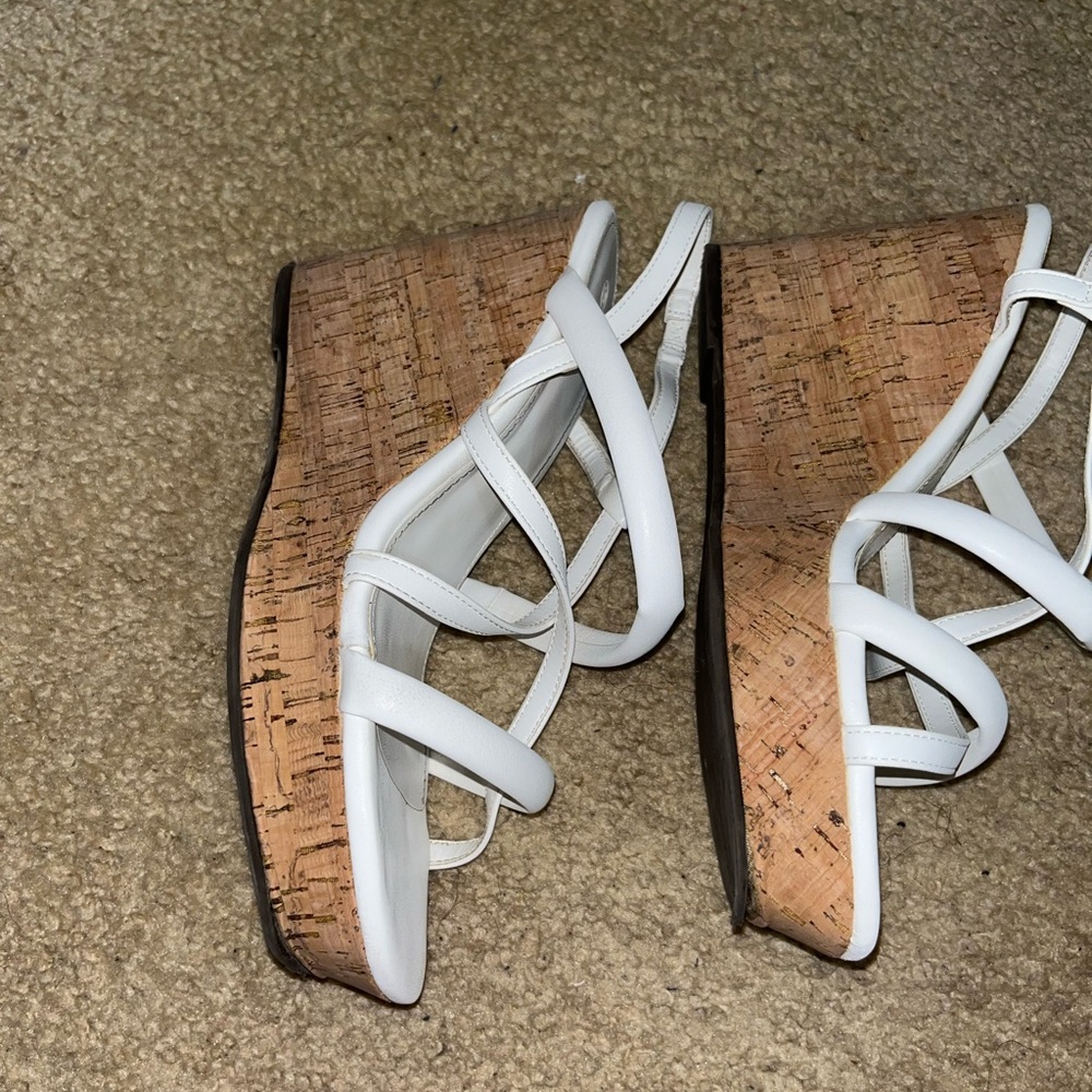 White Strappy Wedge Sandals - Picture 7 of 10